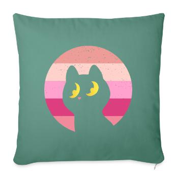 Chat Rétro - Housse de coussin décorative 45 x 45 cm - vert sapin - Devant