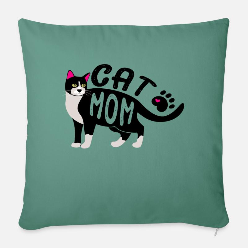 Cat Mom Shirt - Sofakissenbezug 45 x 45 cm - Tanngrün