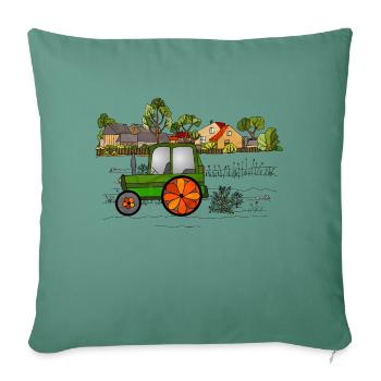 Tracteur - Housse de coussin décorative 45 x 45 cm - vert sapin - Devant