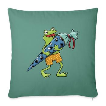 Cône de l’école de grenouilles - Housse de coussin décorative 45 x 45 cm - vert sapin - Devant