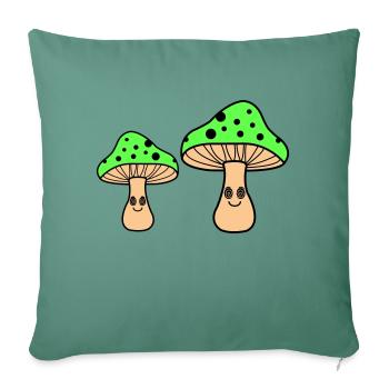 Champignons hypnotiques - Housse de coussin décorative 45 x 45 cm - vert sapin - Devant