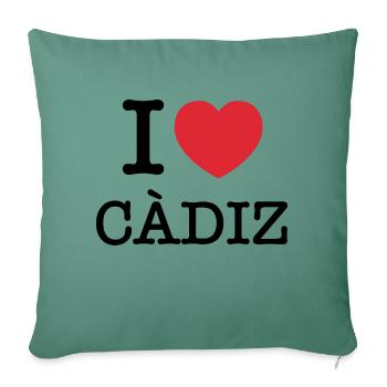J’aime Cadix | Cadix | I Heart Cádiz | Espagne - Housse de coussin décorative 45 x 45 cm - vert sapin - Devant