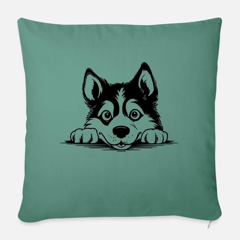 Siberian Husky - Sofa pillowcase 17,3'' x 17,3'' (45 x 45 cm) - cypress green