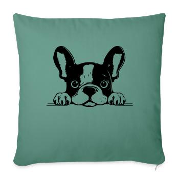 Bouledogue français - Housse de coussin décorative 45 x 45 cm - vert sapin - Devant