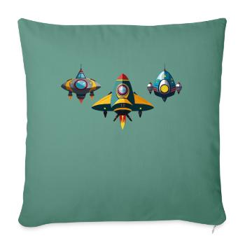 Spaceships - Sofa pillowcase 17,3'' x 17,3'' (45 x 45 cm) - cypress green - Front