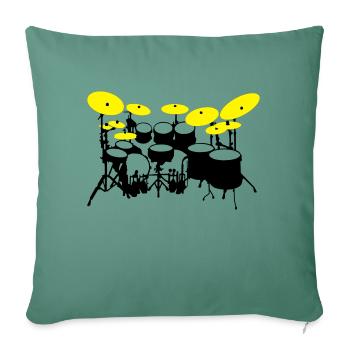 grand kit de batterie - Housse de coussin décorative 45 x 45 cm - vert sapin - Devant