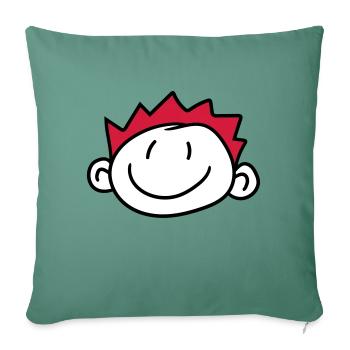 visage tête enfant peint gribouillage bande dessin animé june - Housse de coussin décorative 45 x 45 cm - vert sapin - Devant