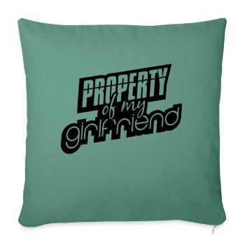 logo noir propriété de ma copine spru - Housse de coussin décorative 45 x 45 cm - vert sapin - Devant