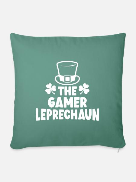 Der Gamer Leprechaun - Sofakissenbezug 45 x 45 cm - Tanngrün