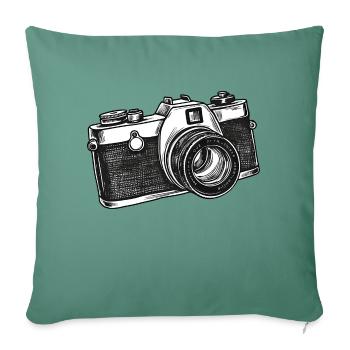 Appareil photo, Appareil photo vintage, Ancien appareil photo, Ancien - Housse de coussin décorative 45 x 45 cm - vert sapin - Devant