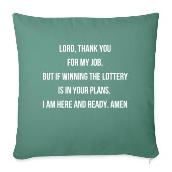 Merci pour mon travail Saying English - Housse de coussin décorative 45 x 45 cm - vert sapin - Devant