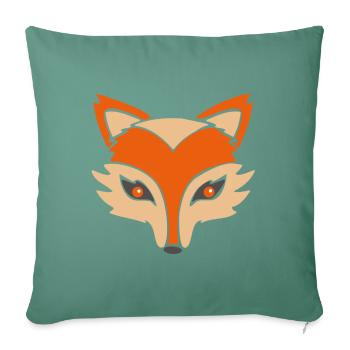 schlauer Fuchs FOXY Tier Gesicht Augen Wald Herbst - Sofakissenbezug 45 x 45 cm - Tanngrün - Vorne