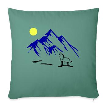 Wolf Full Moon - Sofa pillowcase 17,3'' x 17,3'' (45 x 45 cm) - cypress green - Front