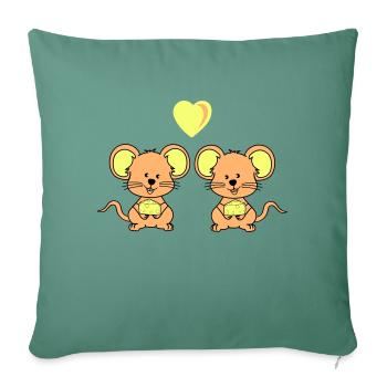 Mice in love - Sofa pillowcase 17,3'' x 17,3'' (45 x 45 cm) - cypress green - Front
