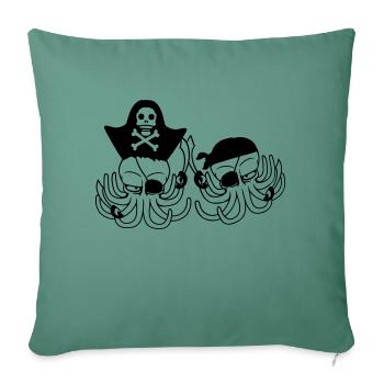 Zwei Oktopus Pirat Segel Crew Kapitän 2 Freibeuter - Sofakissenbezug 45 x 45 cm - Tanngrün - Vorne