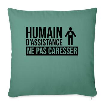 Humain d’assistance Ne pas caresser - Housse de coussin décorative 45 x 45 cm - vert sapin - Devant