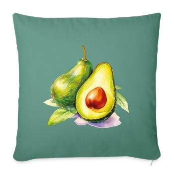 Fraîcheur de l’avocat aquarelle - Housse de coussin décorative 45 x 45 cm - vert sapin - Devant