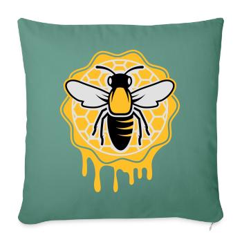 une abeille et nid d'abeille - Housse de coussin décorative 45 x 45 cm - vert sapin - Devant