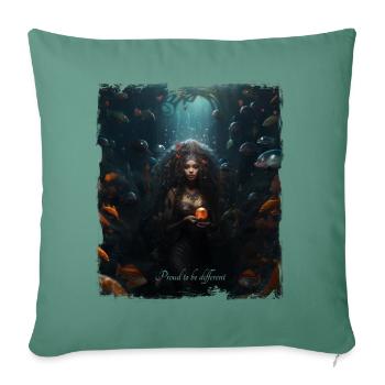 Dans l'antre de la sirène - Housse de coussin décorative 45 x 45 cm - vert sapin - Devant