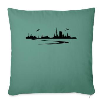 Skyline Hamburg mit Straße - Sofakissenbezug 45 x 45 cm - Tanngrün - Vorne
