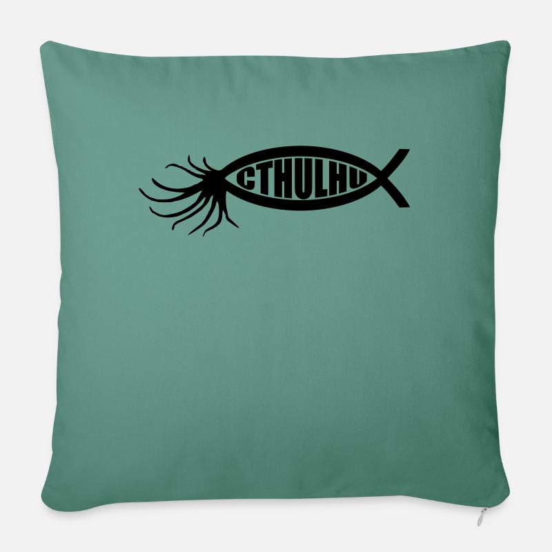 Cthulhu-Fisch - Sofakissenbezug 45 x 45 cm - Tanngrün