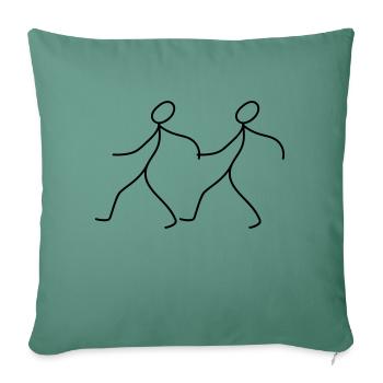 strichmaennchen spazieren gehen mitnehmen fuehren - Sofakissenbezug 45 x 45 cm - Tanngrün - Vorne