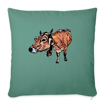 Braunvieh (DDP, dairy cow, comic style) - Sofa pillowcase 17,3'' x 17,3'' (45 x 45 cm) - cypress green - Front