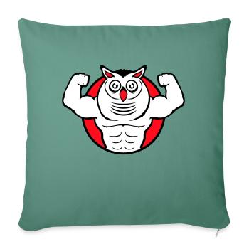 Owl Bodybuilder Muscles Biceps Poses Gym Rat Cool - Sofa pillowcase 17,3'' x 17,3'' (45 x 45 cm) - cypress green - Front