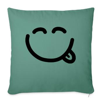 Happy face with tongue sticking out - Sofa pillowcase 17,3'' x 17,3'' (45 x 45 cm) - cypress green - Front