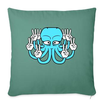 Kraken Peace Signe de la main Symbole de la victoire Mains Fun - Housse de coussin décorative 45 x 45 cm - vert sapin - Devant