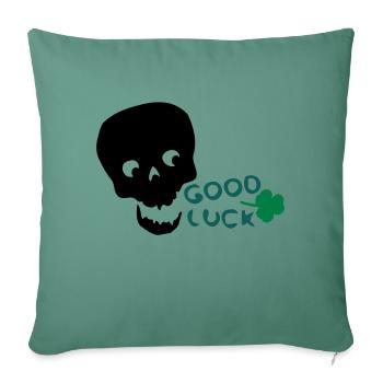 Good Luck shamrock txt & skull - Sofa pillowcase 17,3'' x 17,3'' (45 x 45 cm) - cypress green - Front