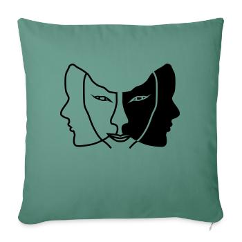 light dark face mask gemini - Sofa pillowcase 17,3'' x 17,3'' (45 x 45 cm) - cypress green - Front