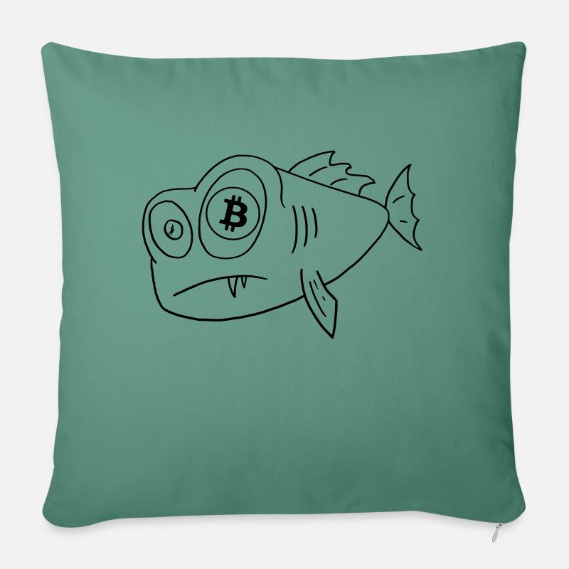 bitcoin fisch fisch mit bitcoin auge - Sofakissenbezug 45 x 45 cm - Tanngrün
