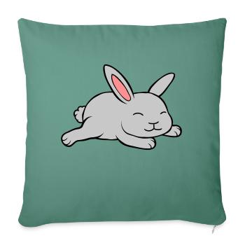 Petit lapin mignon - Housse de coussin décorative 45 x 45 cm - vert sapin - Devant