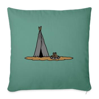 Campfire primitive tent design - Sofa pillowcase 17,3'' x 17,3'' (45 x 45 cm) - cypress green - Front
