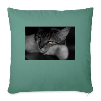 The cat with the terrible look - Sofa pillowcase 17,3'' x 17,3'' (45 x 45 cm) - cypress green - Front