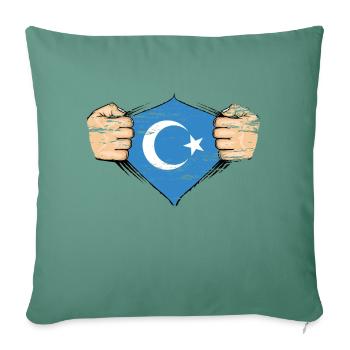 Uyghur flag design used - Sofa pillowcase 17,3'' x 17,3'' (45 x 45 cm) - cypress green - Front