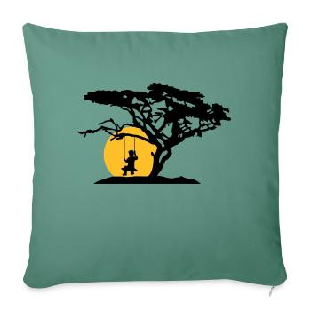 sun silhouette tree africa savanna lonely trauri - Sofa pillowcase 17,3'' x 17,3'' (45 x 45 cm) - cypress green - Front