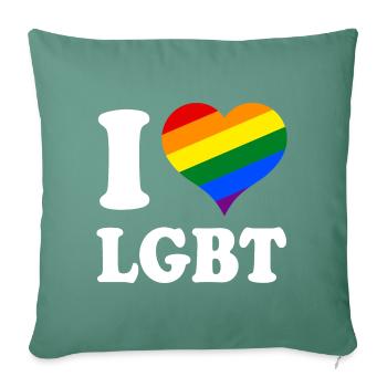 I Love LGBT - Sofa pillowcase 17,3'' x 17,3'' (45 x 45 cm) - cypress green - Front