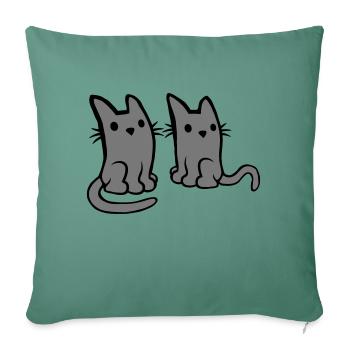 2 Katzen Freunde Team - Sofakissenbezug 45 x 45 cm - Tanngrün - Vorne