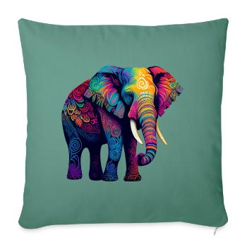 Colorful elephant - Sofa pillowcase 17,3'' x 17,3'' (45 x 45 cm) - cypress green - Front