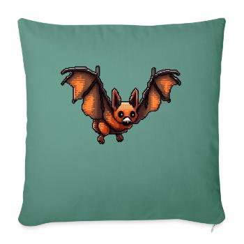 Flying fox rappelle les graphismes rétro du jeu vidéo 8 bits - Housse de coussin décorative 45 x 45 cm - vert sapin - Devant