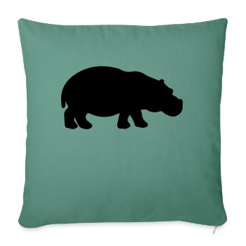 Silhouette d’hippopotame - Housse de coussin décorative 45 x 45 cm - vert sapin - Devant