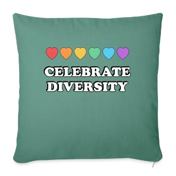 Célébrez la diversité Rainbow Hearts - Housse de coussin décorative 45 x 45 cm - vert sapin - Devant
