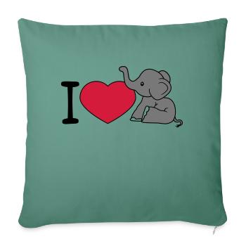 elefant i love liebe herz sitzend suess kalb klein - Sofakissenbezug 45 x 45 cm - Tanngrün - Vorne