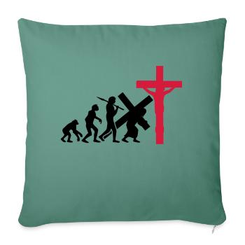 Evolution, man, jesus, christ, faith, cross, cruci - Sofa pillowcase 17,3'' x 17,3'' (45 x 45 cm) - cypress green - Front