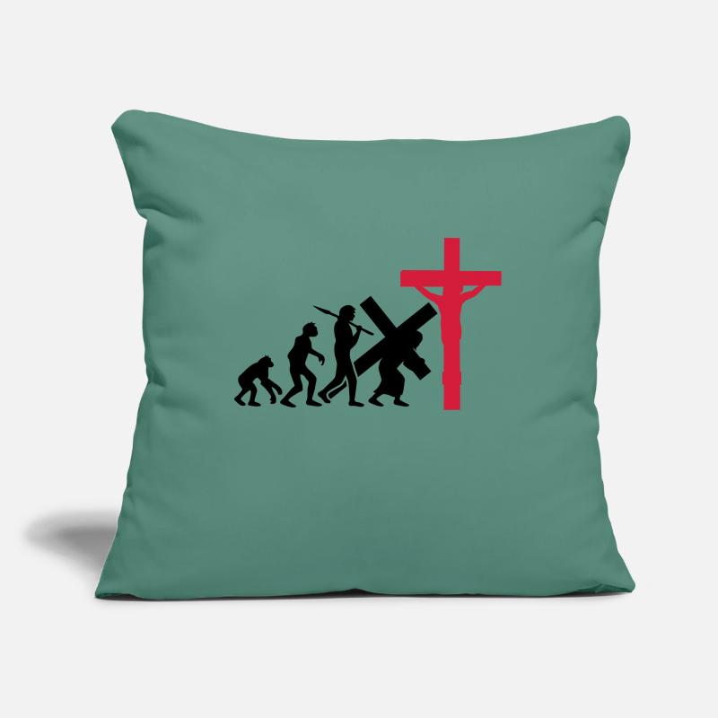 evolution mensch jesus christus glauben kreuz kreu Sofakissenbezug 45 x 45 cm