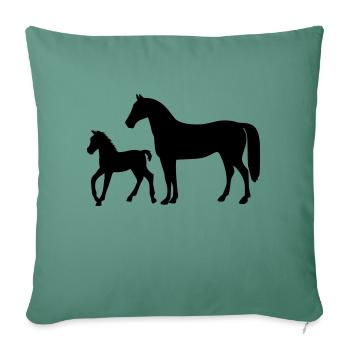 Horse with foal - Sofa pillowcase 17,3'' x 17,3'' (45 x 45 cm) - cypress green - Front