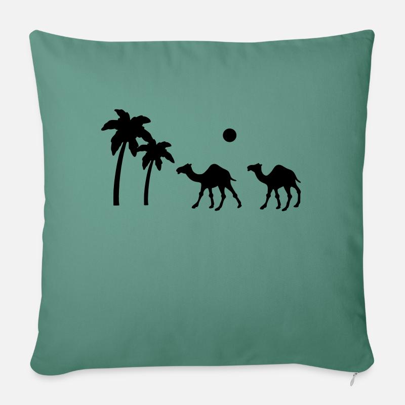 Camel Palms Desert Tour Désert Afrique - Housse de coussin décorative 45 x 45 cm - vert sapin