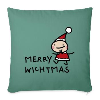 Kleiner Weihnachtsmann Wicht - Sofakissenbezug 45 x 45 cm - Tanngrün - Vorne